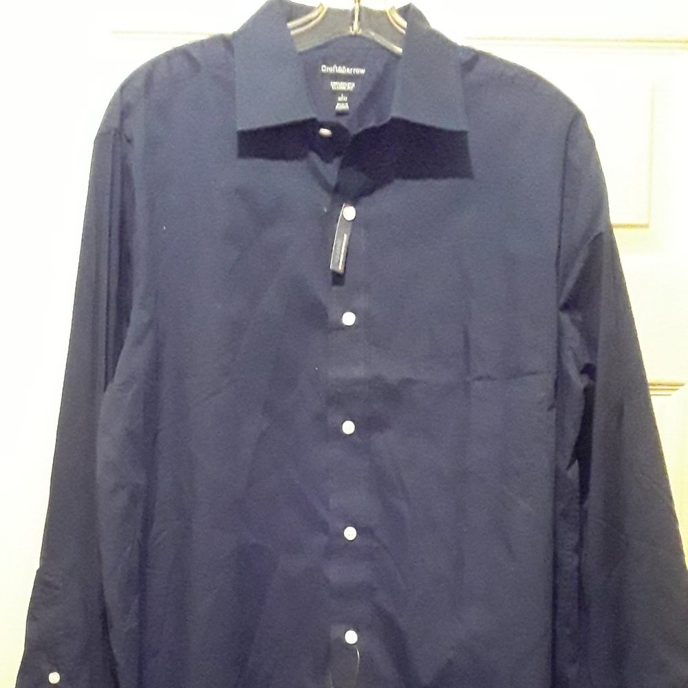 Croft&Barrow Mens Blue button down long sleeve dress shirt size Large NWT